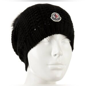 Moncler Ribbed Knit Beanie Fox Fur Pom-Pom SOLD!